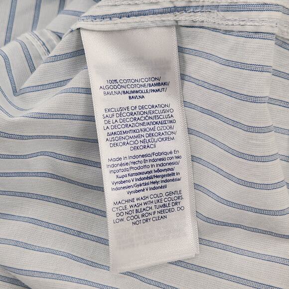 Chaps Womens Button Up Shirt Striped Poplin 3X Blue Embroidery Western Boho - Picture 7 of 10